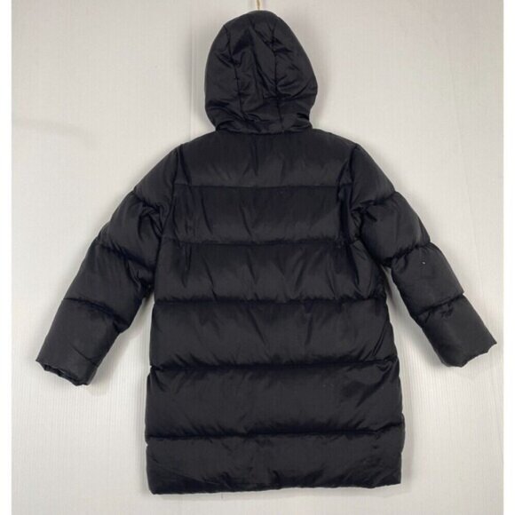 Zara Woman Black Down Zip Up Puffer Jacket Size 10 Winter Coat Hooded - Picture 3 of 16